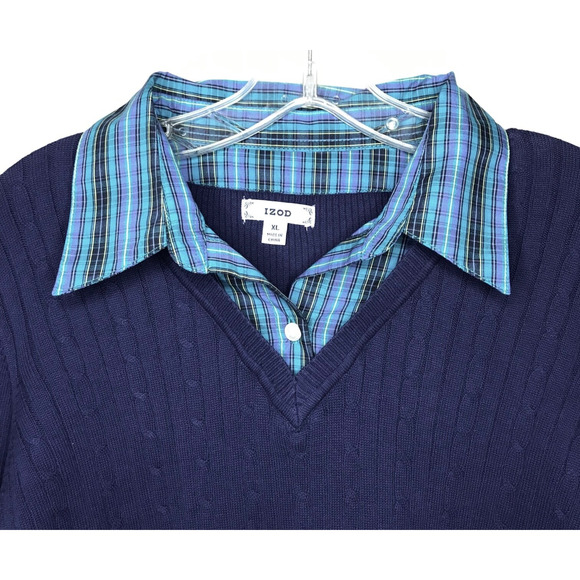 Izod Cable Knit Collared Sweater - Picture 3 of 10